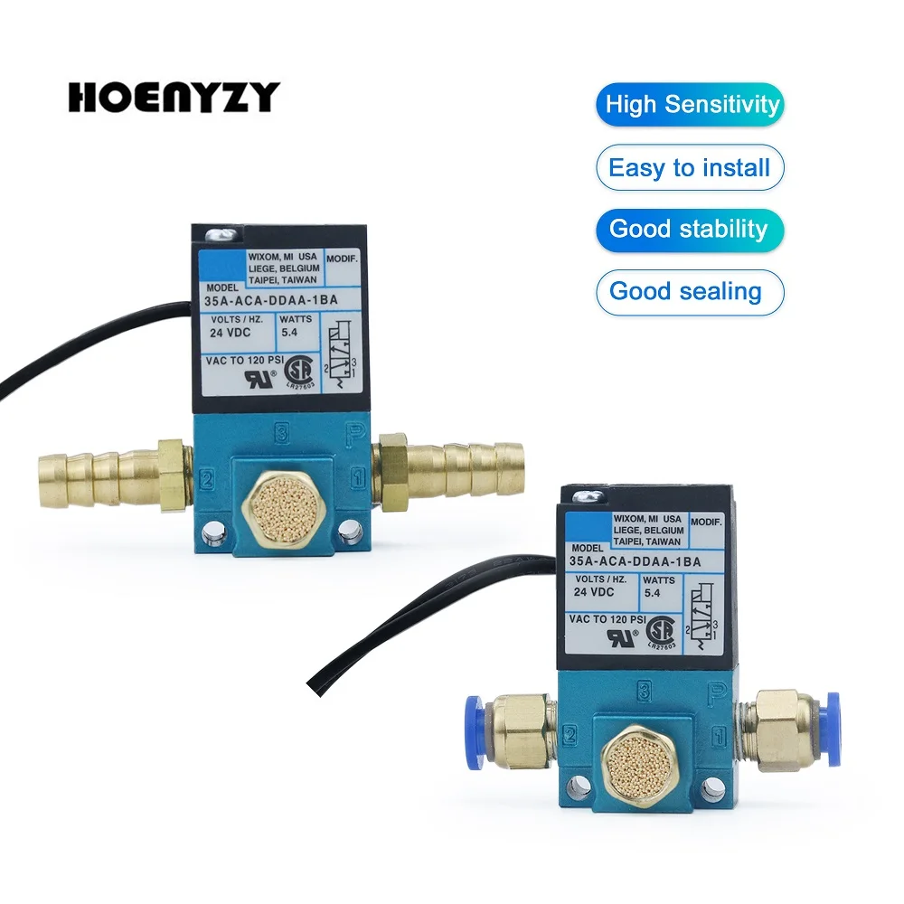 12V/24V DC 5.4W High Frequency 3-Port Electronic Boost Control Solenoid Valve 35A-ACA-DDBA/DDAA-1BA with 4/6/8mm Tube Fittings