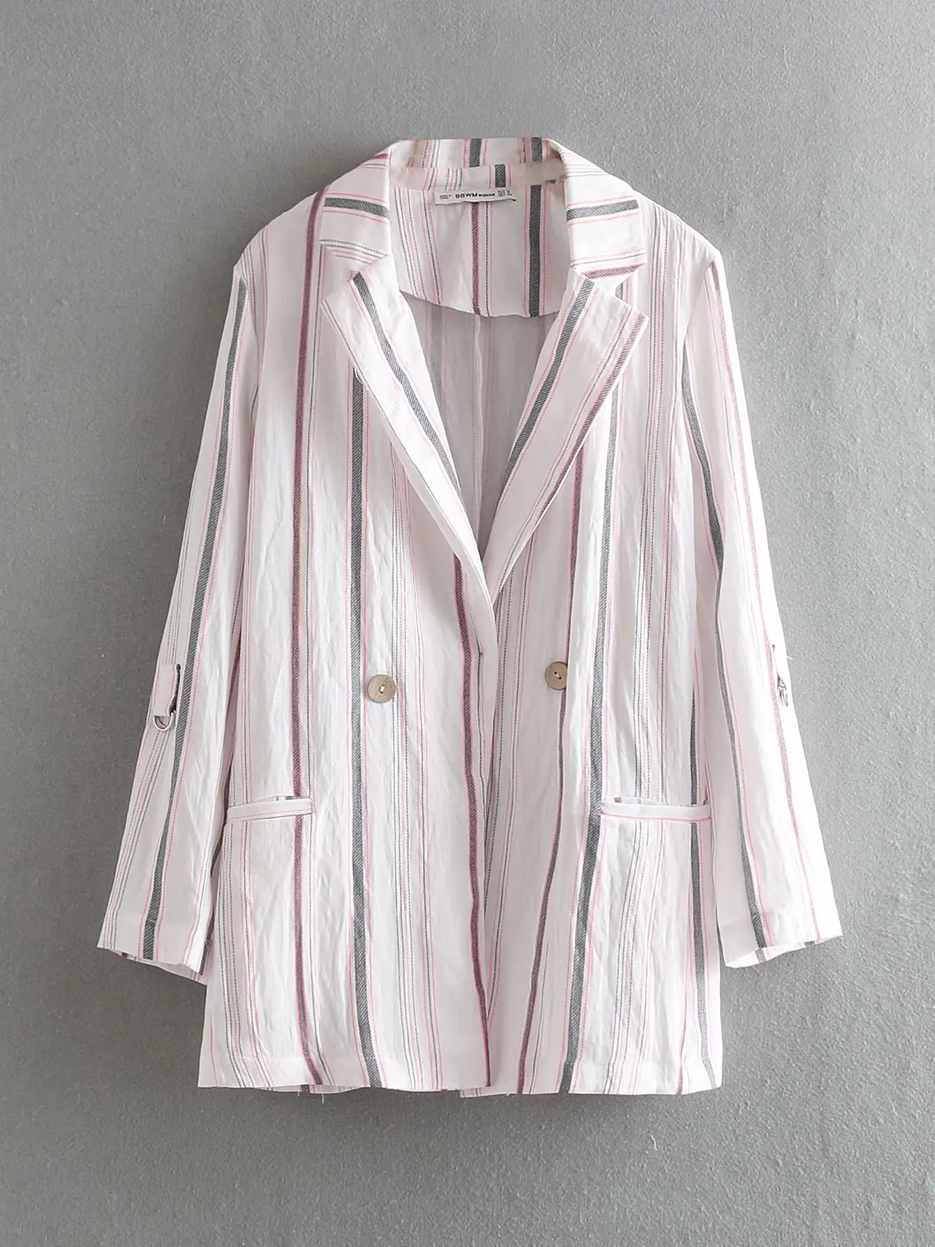 

Single Europe And America WOMEN'S Dress 2019 Spring New Style Roll Sleeve Three-quarter-length Sleeve Suit Jacket Versatile Casu
