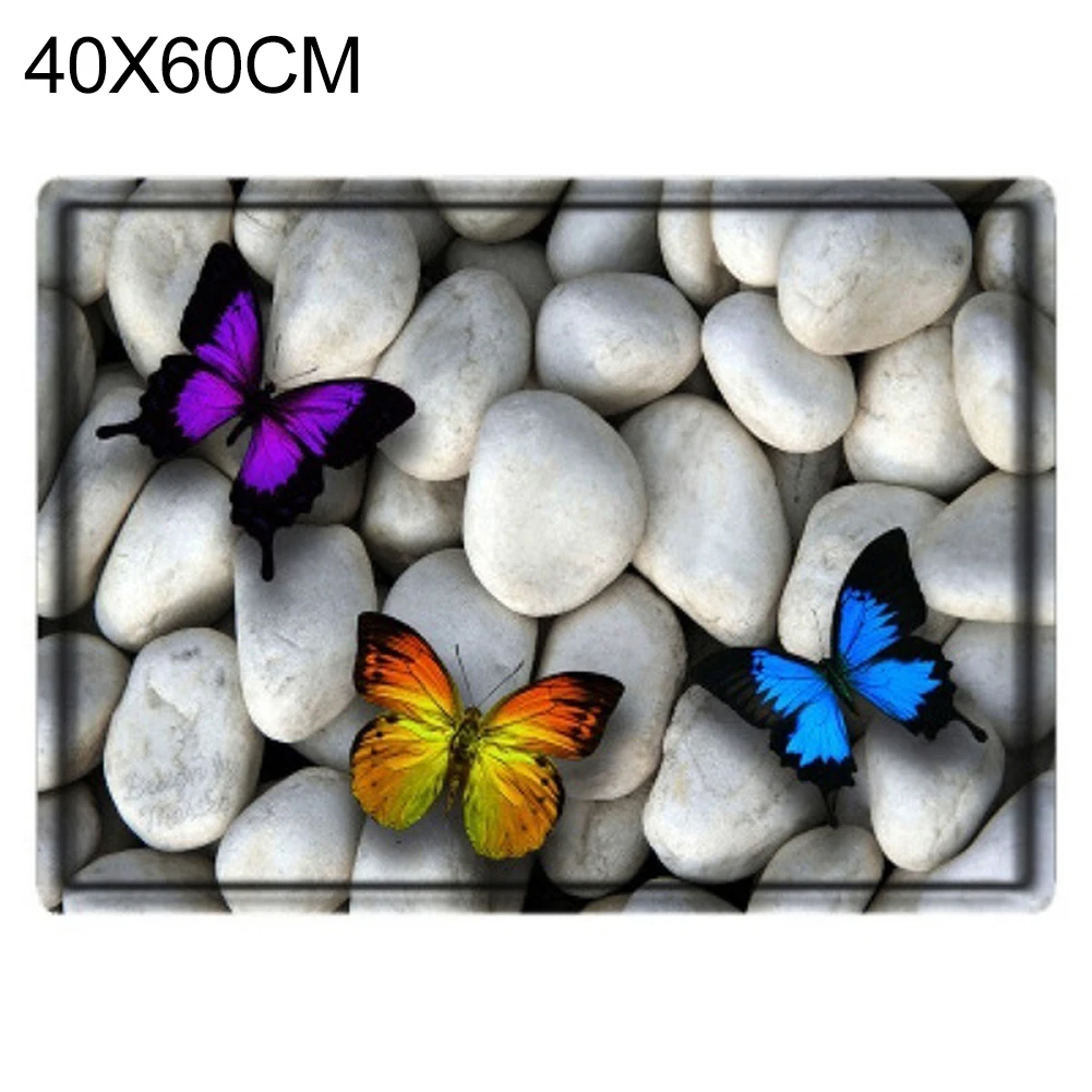 Коврик 3D Cobblestone разноцветный рисунок с изображением бабочек кухонные коврики