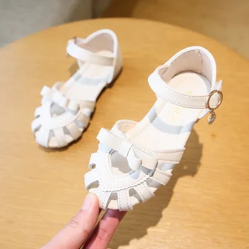 

2020 New Cute Baby Girl Sandals Fashion Girls Summer Gladiator Shoes With Hollow out Bow Kids Flat Sandals Size 21-36