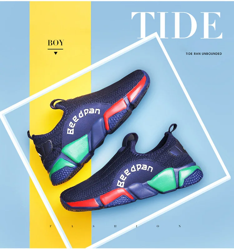Size 26-39 Boys Running Shoes Fly Weaving Mesh Kids Sports Shoes Anti-slip Children Walking Jogging Footwear Breathable