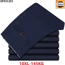 winter business men office simple suit pants warm Straight pants fleece thick formal Trousers plus size 8XL 9XL 10XL pants 52