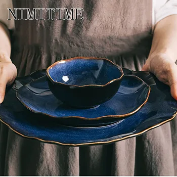 

1PC Japanese Style Ceramic Porcelain Restaurant Irregular Noodle Soup Bowl Fish Plate Sushi Sashimi Plate Tableware Household