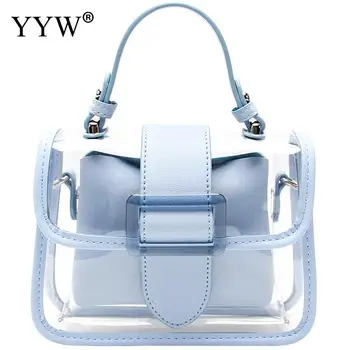 

2020 Fashin PVC Jelly Handbag Transparent Bag With 2 Piece Bag Blue Crossbody Bags For Women Chain Shoulder Bag Tote Bolso Mujer