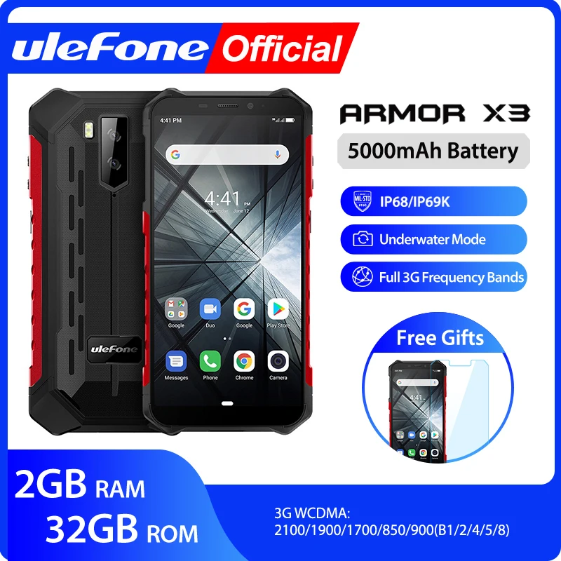 Смартфон Ulefone Armor X3 защищенный ip68 Android 9 0 5 дюйма 2 + 32 ГБ|Смартфоны| |