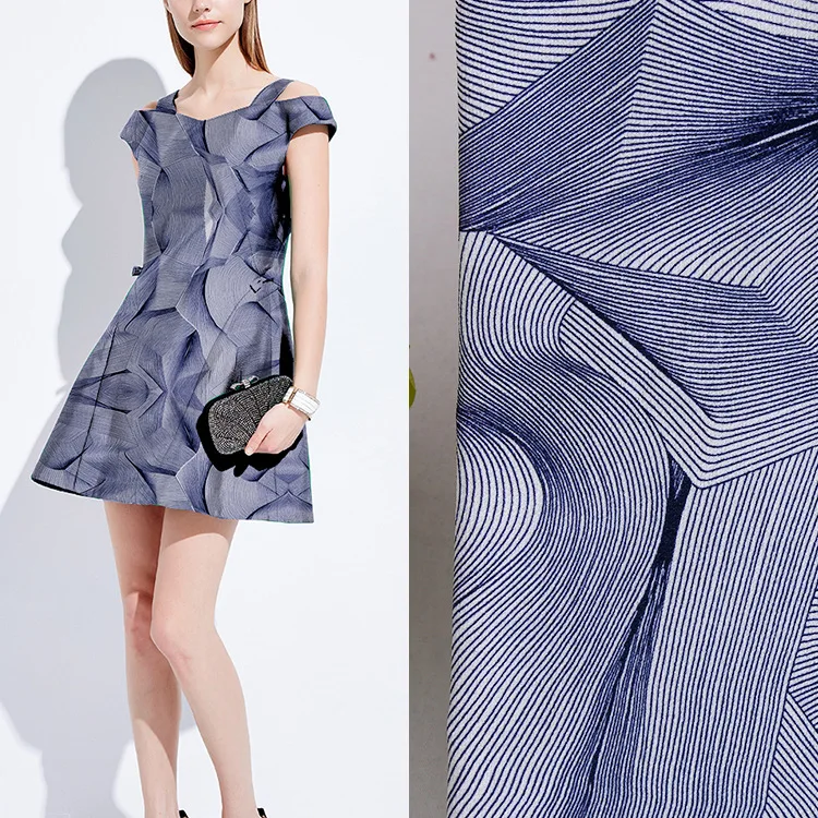 Мода красный грязный полосатый принт стрейч ткань платье рубашка ткань, по продаже метр, синий и серый