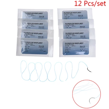 

12Pc Polypropylene Medical Needle Suture Monofilament Thread Suture Practice Kit