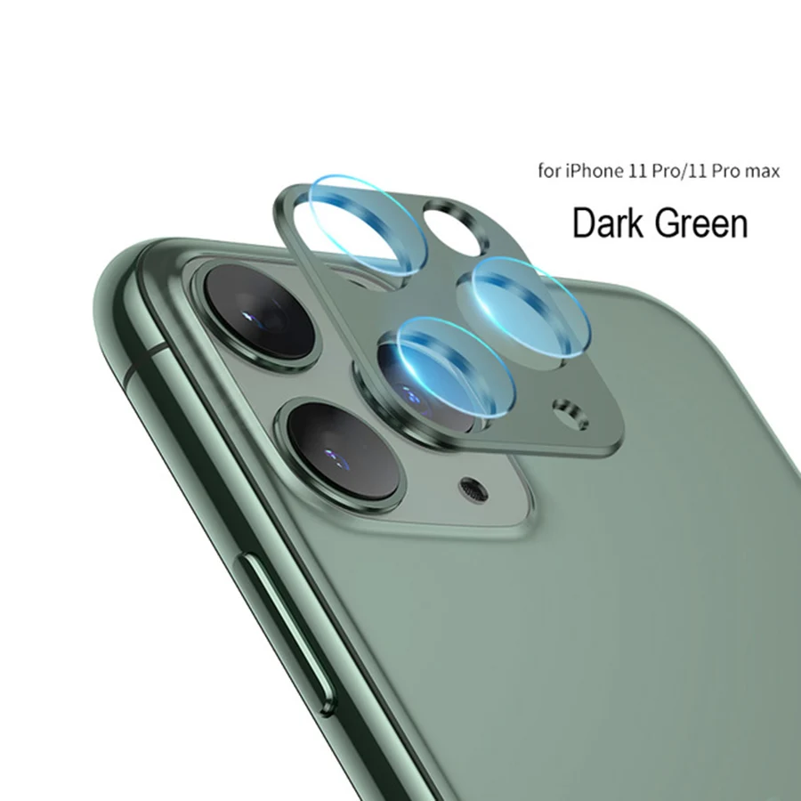 dark green and glass Защитная пленка для объектива камеры для iPhone 11 Pro Max, стеклянная металлическая настоящая Защитная крышка для камеры для iPhone11 Pro Max, стеклянная крышка - Цвет: dark green and glass