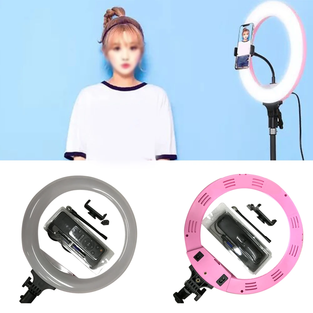 Adjustable 220 LED Photography Fill Light 24W Makeup Dimmable Tripod Selfie Lamp Durable Camera ABS Portable Ring Shape