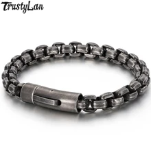 Винтажные черные 316L мужские браслеты из нержавеющей стали мужские браслеты с цепочкой браслеты подарки лучшим друзьям для него