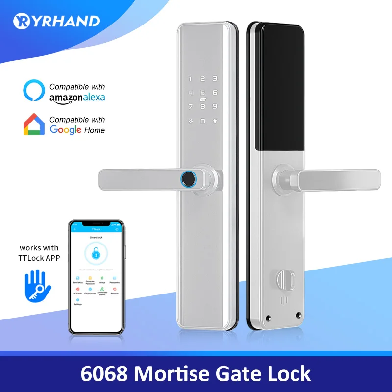 

TTlock App Waterproof Bluetooth Wifi Fingerprint sliverSmart Lock Electronic Intelligent Code Digital Door Lock