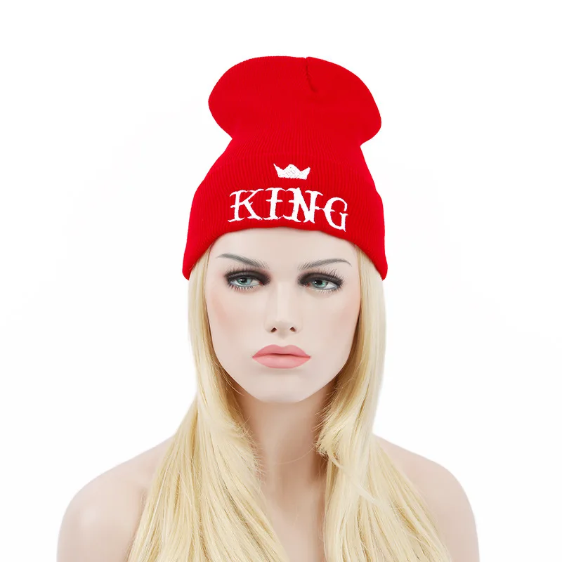 Beanies CrownKING шапка королева письмо вышивка теплая зимняя шапка трикотажная шапка хип хоп для мужчин и женщин для любителей уличного танца облегающая шапка