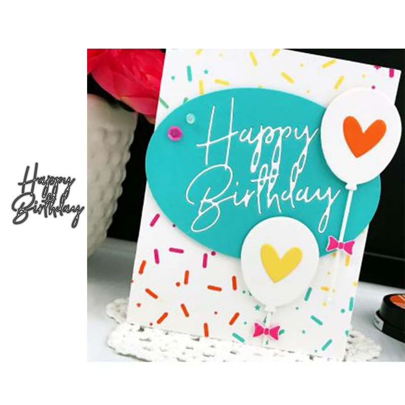 

JC Metal Cutting Dies Scrapbooking Happy Birthday Special Letters Stencil Craft Paper Knife Mould Blade Punch Card Make Die Cut
