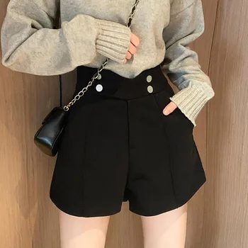 

Autum Winter Women Shorts Elastic Woolen Pant Female Plus Size Casual Trousers Harem Pants Wool Short Pants