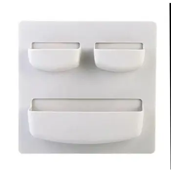

Desktop Storage Box Sundries Container Plastic Self-Adhesive Storage Rack Shelf Wall Mounted Bathroom Kitchen Organizer Holder