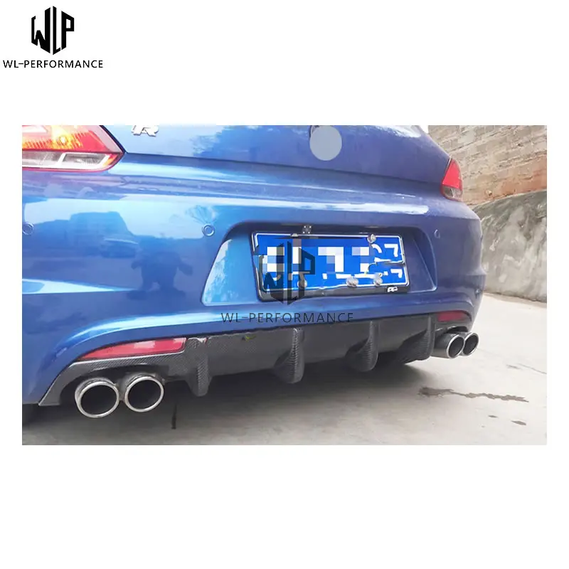 Scirocco R углеродное волокно двусторонний fou из заднего бампера Диффузор для vw Scirocco R 09-14 Автомобиль Стайлинг использование