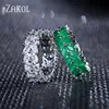 ZAKOL Trendy Women's Jewelry 2 Row Marquise Cut Cubic Zirconia Olive Branch Finger Ring for Girls Women Party Gift FSRP2022 ► Photo 3/6