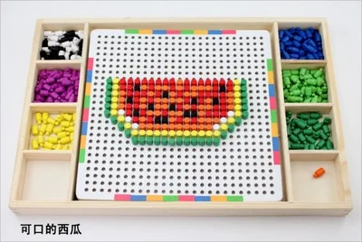 

Wood Multi-functional Children Wisdom Platter CHILDREN'S Early Education Jigsaw Puzzle Mushroom Nail Wooden Early Education Jigs