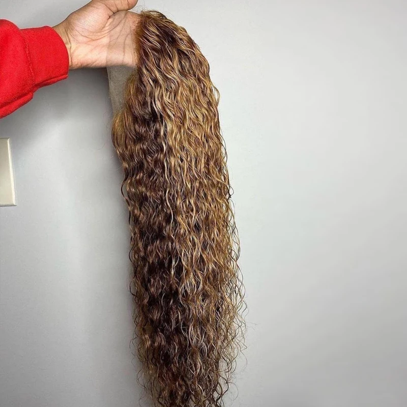 Highlight Lace Front Human Hair Wigs 13x6 180% Density Wig Brazilian Deep Curly Glueless Full Wet and Wavy Curly Human Hair Wig