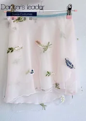 Ballet Short Skirt Candy Color Branch Flower Embroidery Women's Dance Skirt Gymnastics Practice Skirt Adult Ballet Lyric Skirt