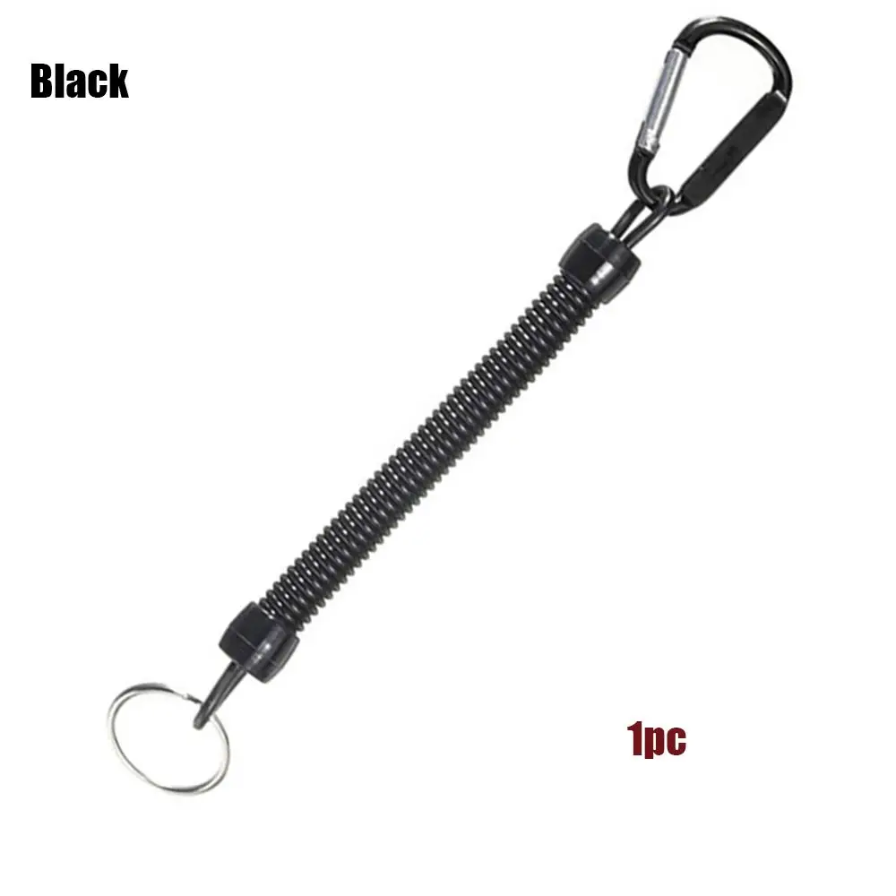 Plastic Retractable Tether Spring Elastic Rope Camping Carabiner Anti-lost  Phone Keychain Portable Fishing Lanyards