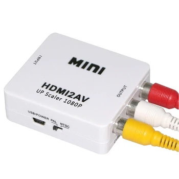 

MINI HDMI TO AV Scaler Adapter HD Video Converter Box HDMI to RCA AV/CVSB L/R Video 1080P HDMI2AV Support NTSC PAL