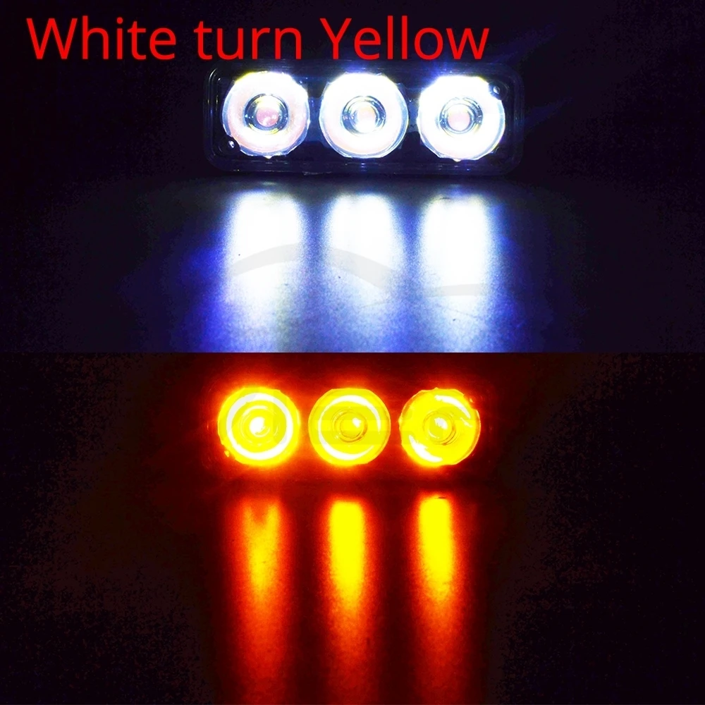 Hviero 2X Auto Led Durable Car Daytime Running Light 3LED DRL Daylight White DC 12V Head Driving Lamp Parking Fog Turn signal Lights