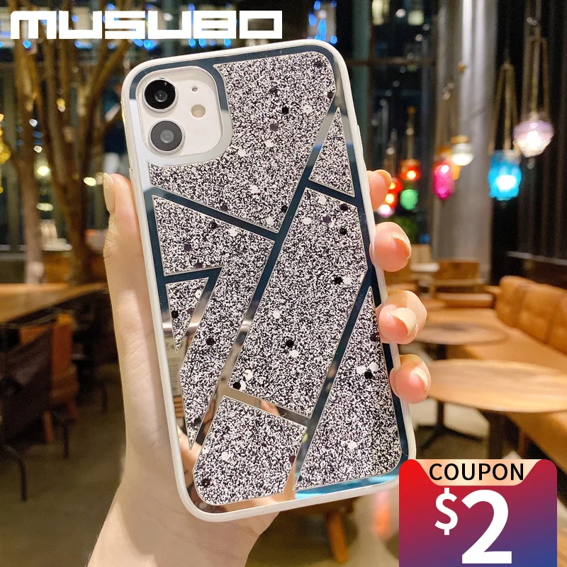 Роскошный блестящий чехол Musubo для телефона iPhone 12 11 Pro Max XR X XS SE 2 7 8 Plus силиконовая
