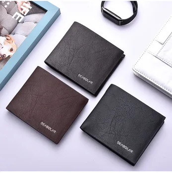 

Short wallet men casual men's wallet Short vertical locomotive British casual multi-function card bag Rough road Slim wallet
