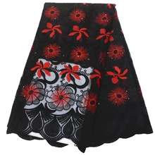 Африканская кружевная ткань красная/черная Высококачественная кружевная Тюлевая кружевная ткань Африканская французская чистая кружевная ткань для вечернего платья