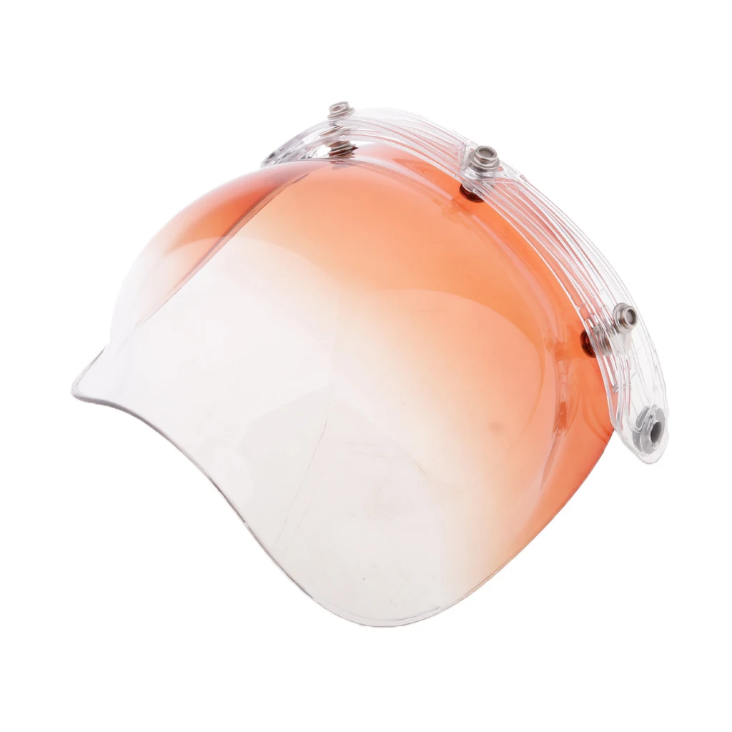 3 Snap Gradient Motorcycle Vintage Retro Helmet Bubble Visor Flip Up Open Face Shield Lens