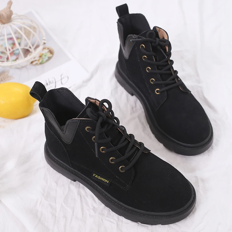 black ERNESTNM/Женская обувь; коллекция года; сезон осень; крутые мотоциклетные сапоги из водонепроницаемого материала; замшевые черные женские ботильоны на массивном каблуке; Zapatos De Mujer - Цвет: black