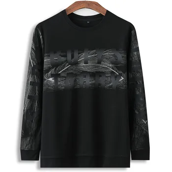 

Plus Fat plus Size T Shirt Male Loose Round Neck Fat Man Fat Long Sleeve Backing T Shirt Men Season Sweater Thin Section