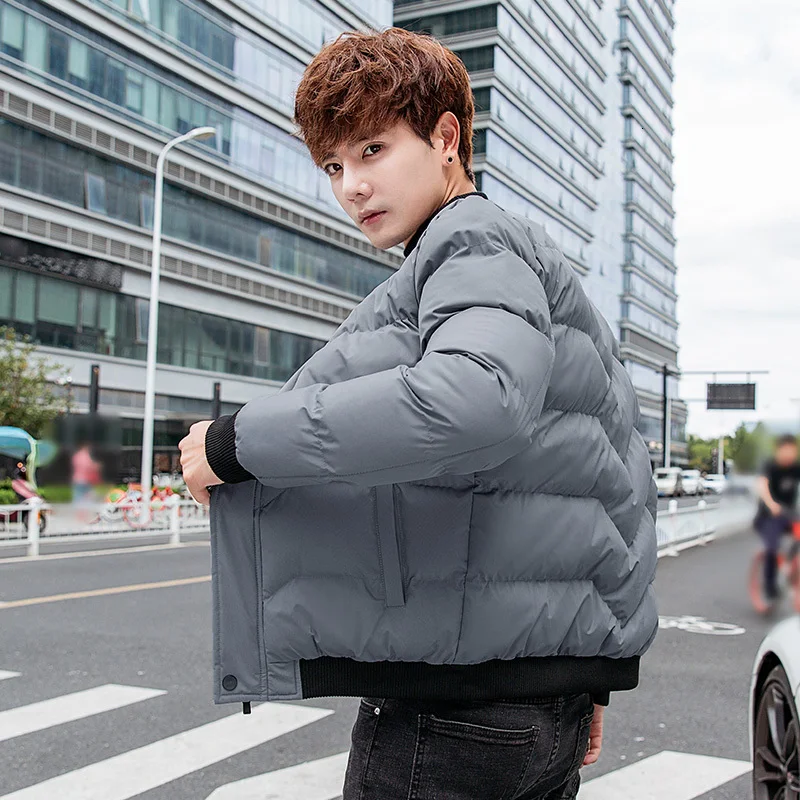 

Winter Jacket Men Warm Thickening Parka Men Slim Fashion Solid Color Casual Baseball Uniform Coat Man Loose Cotton Jacket Men