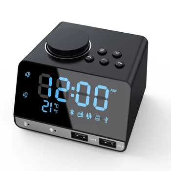 

4.2 Inch Radio Bluetooth Speaker With Clocks Dual USB Charging Port AUX Card Play Thermometer Kit Radio f