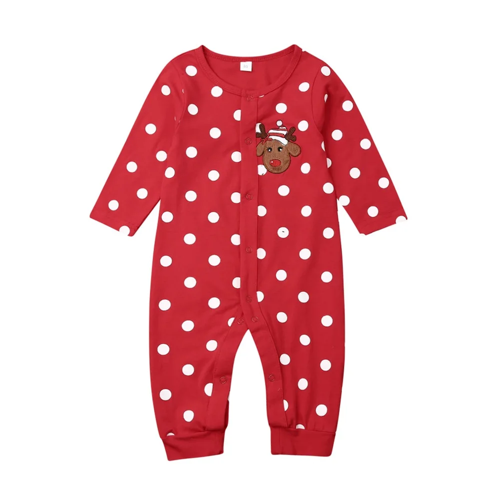 Предмета в комплекте; Рождественский комбинезон для новорожденных, для маленьких мальчиков Одежда для девочек платье в горошек с длинными рукавами для девочек, ползунки комбинезон, костюм одежда из хлопка