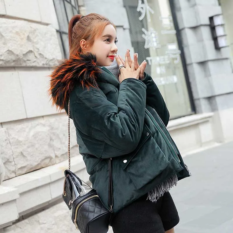 Dark green NEEDBO, зимняя куртка, Женская парка с меховым воротником, Mujer размера плюс, Женская пуховая куртка, теплые зимние куртки, женская элегантная парка Casaco - Цвет: Dark green