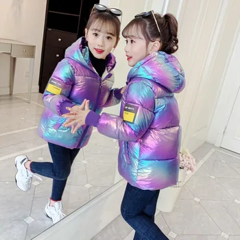 

Girls Winter Coats Bright Color Children Warm Parka Kids Down Cotton Jacket Girls Hooded Outwear Windproof TZ591