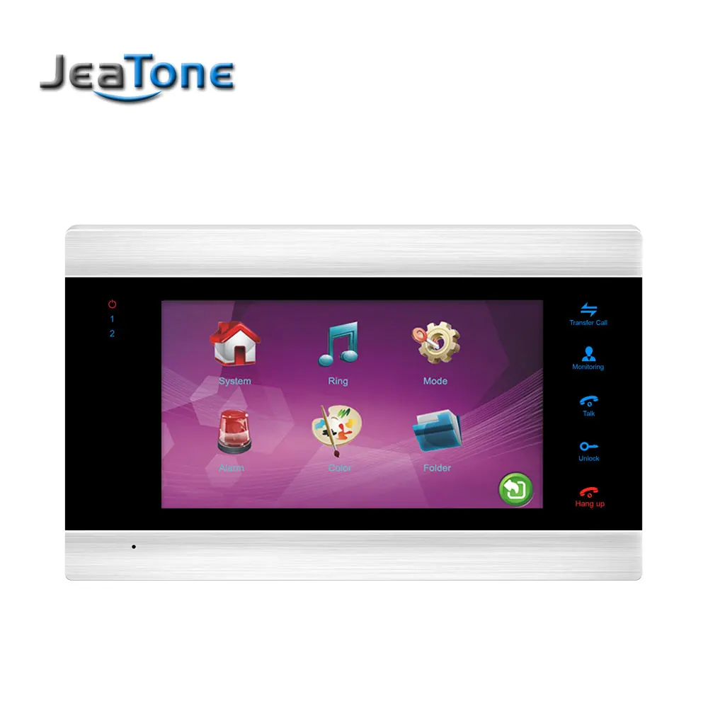 JeaTone 7 Inch Color LCD Video Intercoms Touch Button Monitor Home Security System Waterproof Mini Doorbell Camera 1200TVL Night