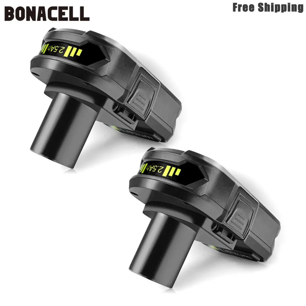 2 PACK Bonacell 2500 мА/ч, Перезаряжаемые Батарея Замена батарей Li-Ion Батарея для Ryobi P104 P105 P103 P107 P731 P740 P741 P780 P813 L50 - Цвет: 2 PACK