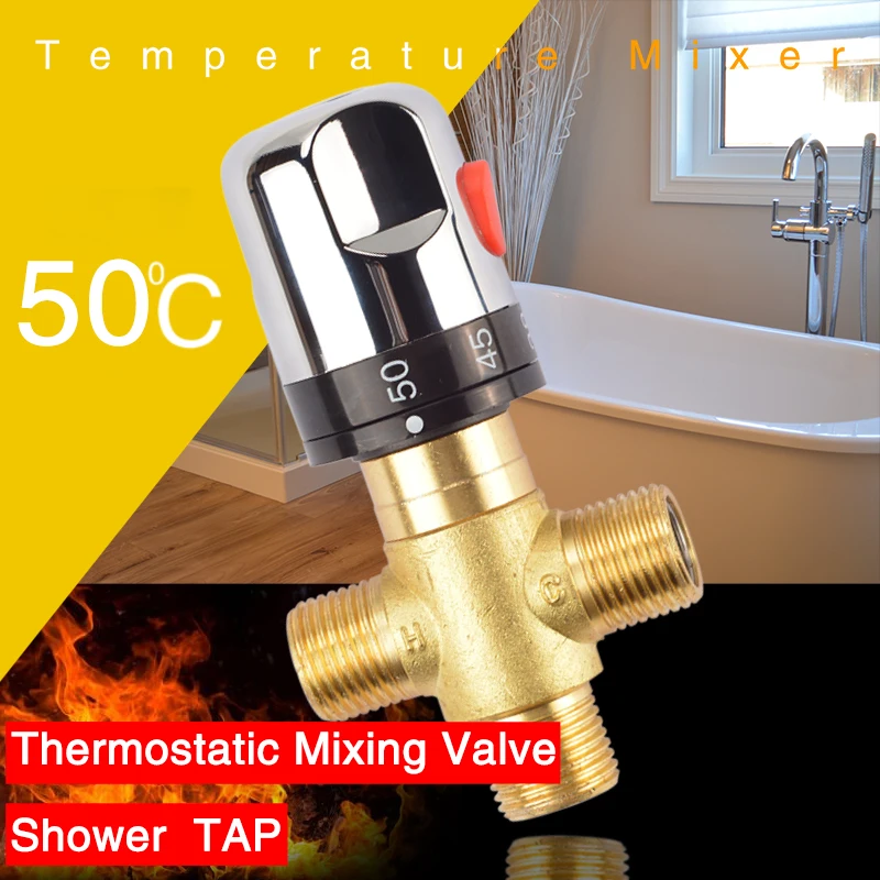

Brass Thermostatic Mixing Valve Bathroom Faucet Temperature Mixer Control Thermostatic Valve Home Improvement Accessories