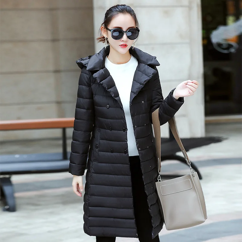 

2019 Winter Korean-style Fashion Elegant Generous Solid Color Hooded Removable Shoulder Lace-up Waist Hugging down Jacket Cotton