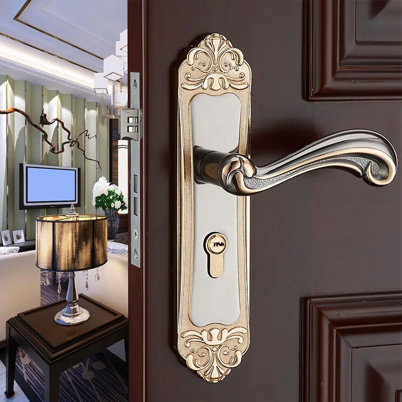 

New Style European Style Doorknob Protector Modern Minimalist Bedroom Solid Wood Home Quiet Tone Room Door Lock Handle Lock