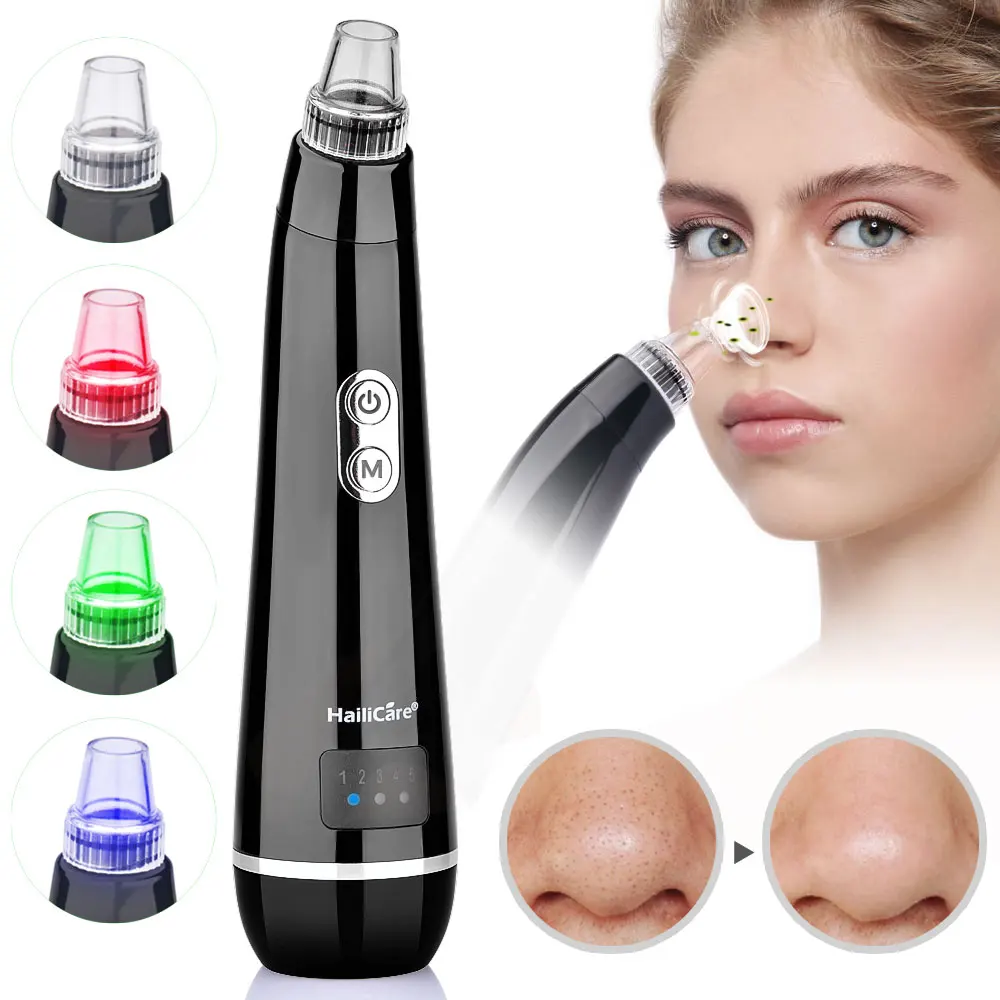 Blackhead Remover Blackhead Vacuum Suction Face Deep Pore Cleansing Acne Pimple Removal Facial SPA Diamond Beauty Skin Care Tool - Цвет: Black With Logo