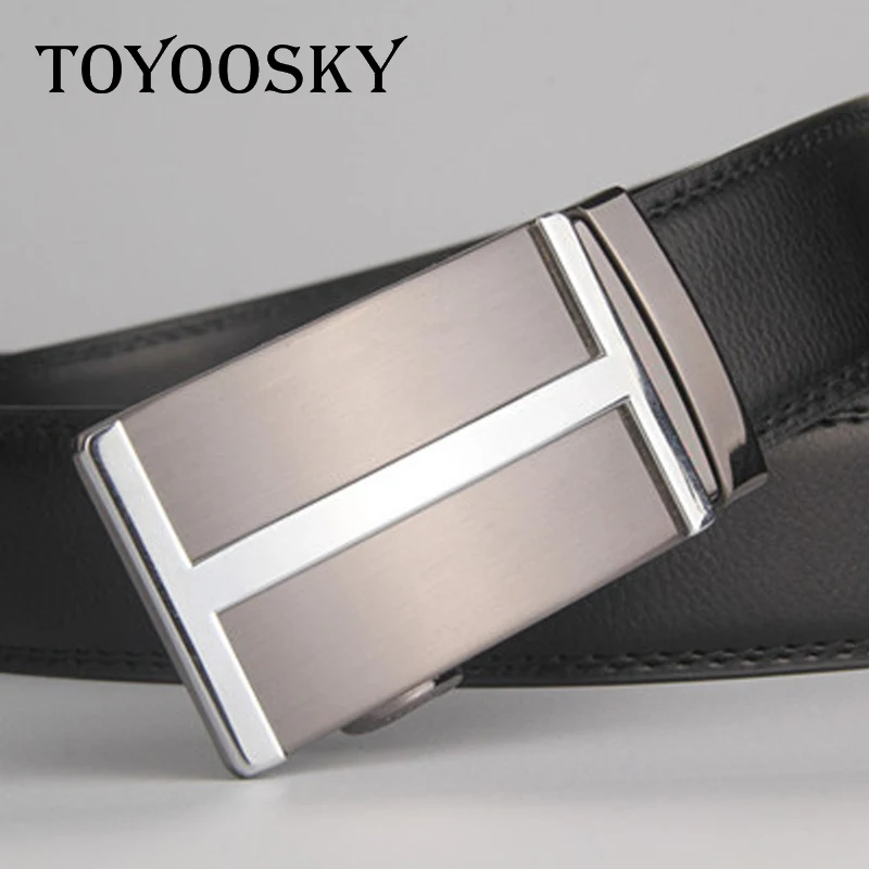TOYOOSKY мужской роскошный ремень из коровьей кожи ремень из натуральной кожи гладкие ремни Пряжка с буквой H для мужчин официальные Ремни Hombre