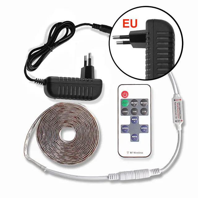 5M LED light Strip Waterproof 2835 Ribbon Warm White LED Strip DC 12V Dimmable Touch Sensor Switch For Room Cabinet Kitchen Lamp 11keys LED Strip EU