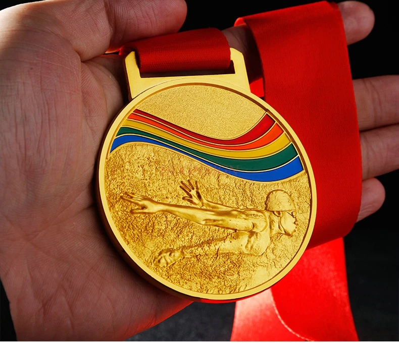 Плаванию медали перечисленных Чемпион вице-третье место золота, серебра, меди и медаль памятная, металлическая медаль