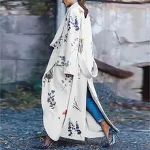 Женское Шерстяное модное осенне-зимнее пальто с принтом, с отворотом, с длинным рукавом, с поясом размера плюс, Кашемировое шерстяное пальто