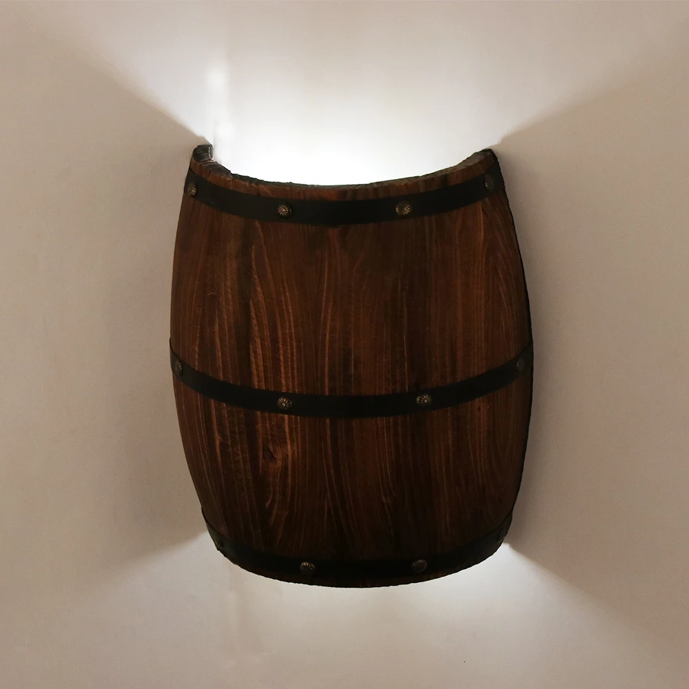 Американский винтажный настенный светильник кантри винный баррель современный настенный светильник светодиодный E27 для спальни гостиной ресторана кухни прохода бара