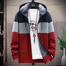 

FOR 2022 Men's hooded jumper casual sweater coat fleece artificial fur wool sweater autumn/winter warm loose cardigan jacket